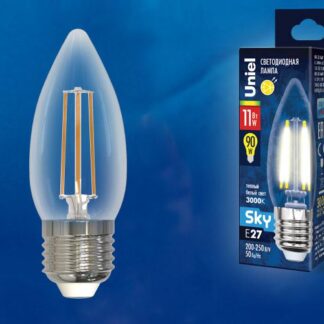 Лампа светодиодная LED-C35-11W/3000K/E27/CL PLS02WH Sky прозр. картон Uniel UL-00005166