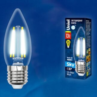 Лампа светодиодная LED-C35-13W/4000K/E27 /CL PLS02WH Sky 13Вт прозрачная 4000К нейтр. бел. (упак. картон) Uniel UL-00...