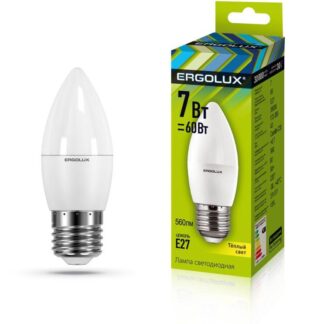 Лампа светодиодная LED-C35-7W-E27-3K Свеча 7Вт E27 3000К 172-265В Ergolux 13297