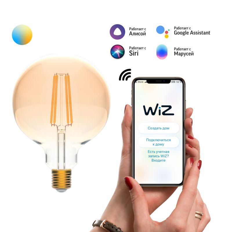 Лампа светодиодная умная Smart Home 6.5Вт G95 шар 2000-5500К E27 720лм измен. цветов. темпер.+ диммир. управление по ...