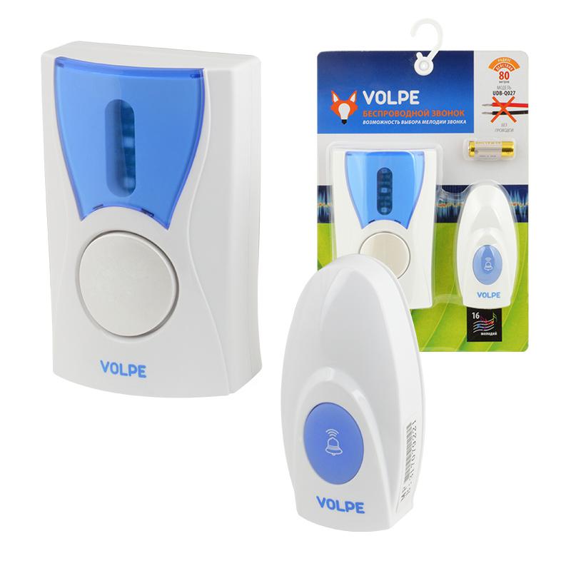 Звонок беспроводной UDB-Q027 W-R1T1-16S-80M-WH 16 мелодий свет. индикация радиус действия 80м блистерная упаковка Vol...