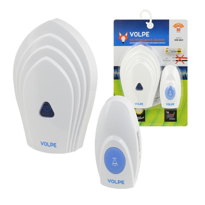 Звонок беспроводной UDB-Q029 W-R1T1-16S-80M-WH 16 мелодий свет. индикация радиус действия 80м блистерная упаковка Vol...