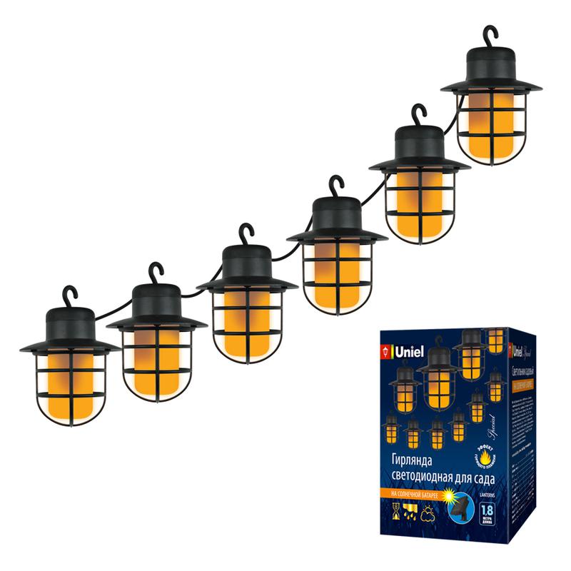 Гирлянда садовая USL-S-121/PT2500 LANTERNS солнечная батарея "Фонарики" 72 светодиода эффект пламени IP44 Uniel UL-00...