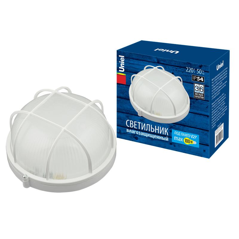 Светильник UWL-R02 100W/E27 IP54 White Круг 100Вт E27 IP54 промышленный накладной влагозащ. рассеив. призма решетка п...