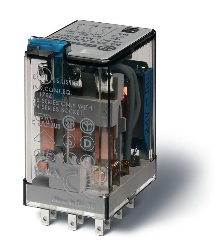 Реле миниатюрное универсальное электромеханич. монтаж в розетку 3CO 10А AgNi 24В DC RTI опции: диод + LED FINDER 5533...