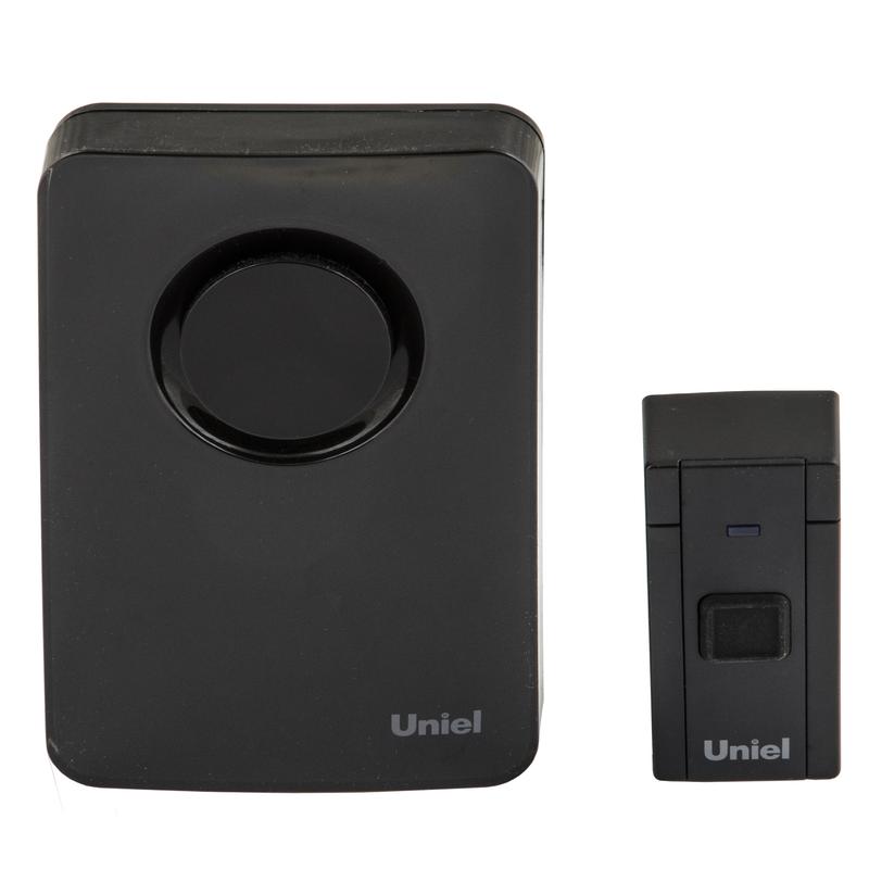 Звонок беспроводной UDB-014W-R1T1-36S-100M-BL 36 мелодий радиус действия 100м блист. корпус черн. Uniel UL-00006433