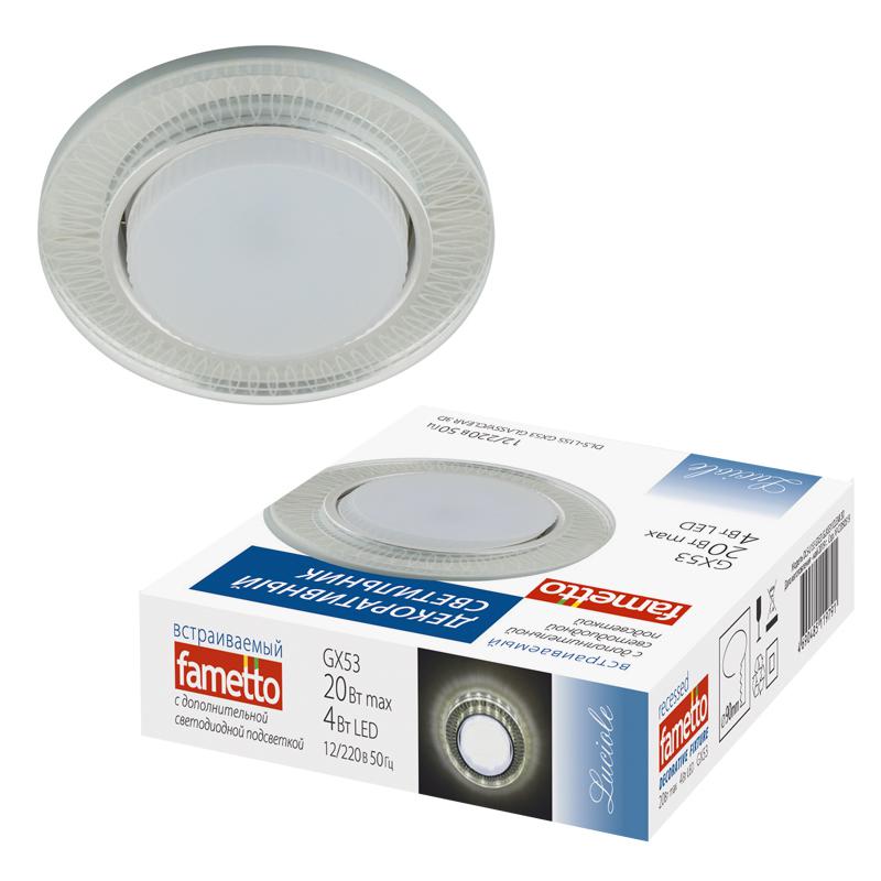 Светильник точечный декоративный DLS-L155 GX53 Glassy/Clear 3D GU5.3 встраив. доп. светодиод. подсветка 4Вт без лампы...