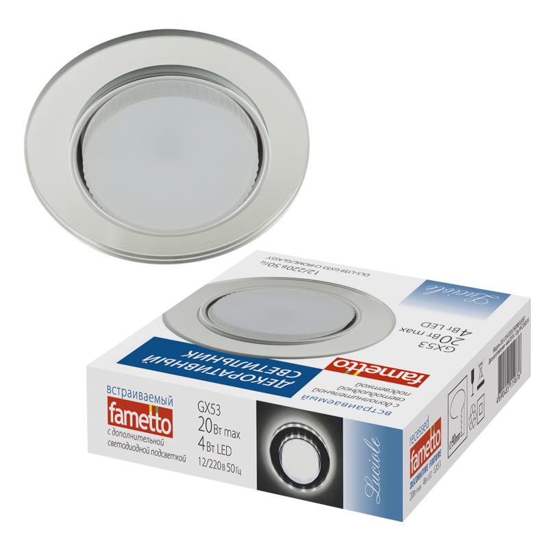 Светильник точечный декоративный DLS-L159 GX53 Chrome/Glassy GX53 встраив. доп. светодиод. подсветка 4Вт без лампы Fa...