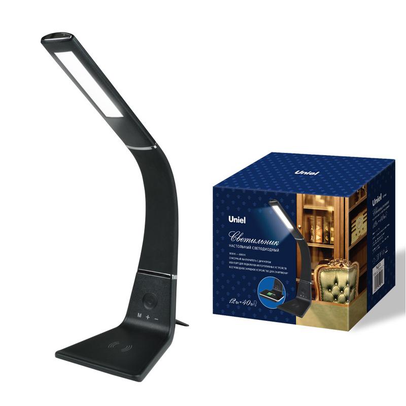 Светильник настольный TLD-565 Black/LED/360Lm/3000-6000K/Dimmer/WR 12Вт сенсорный выкл. диммер беспроводное зарядное ...