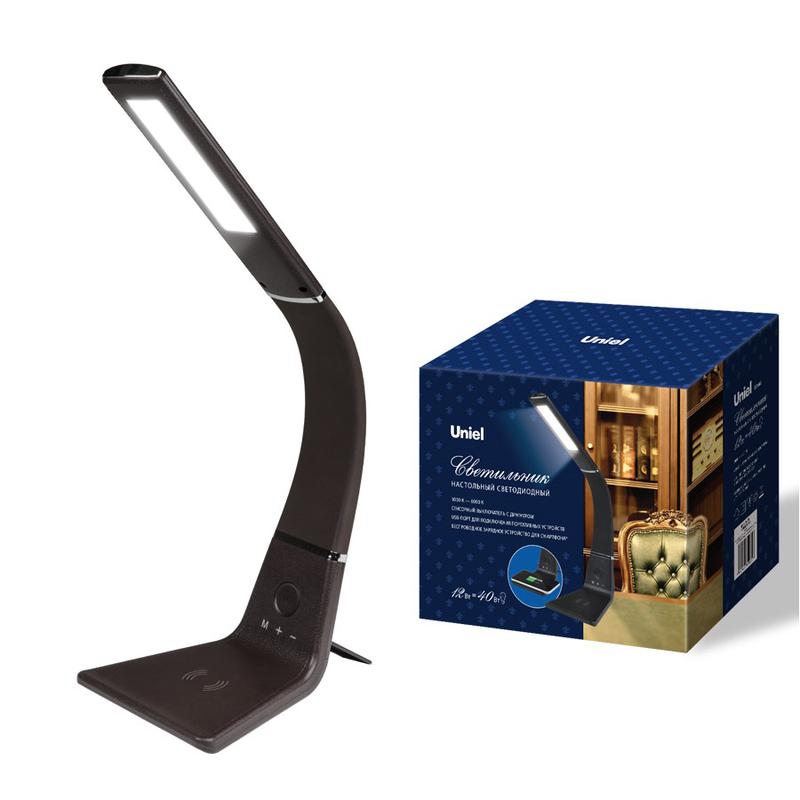 Светильник настольный TLD-565 Brown/LED/360Lm/3000-6000K/Dimmer/WR 12Вт сенсорный выкл. диммер беспроводное зарядное ...