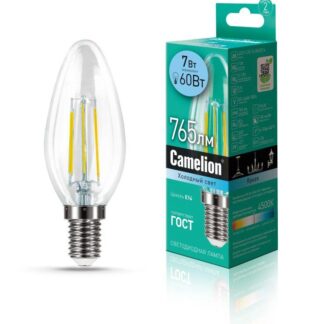 Лампа светодиодная филаментная LED7-C35-FL/845/E14 7Вт 220В Camelion 13453