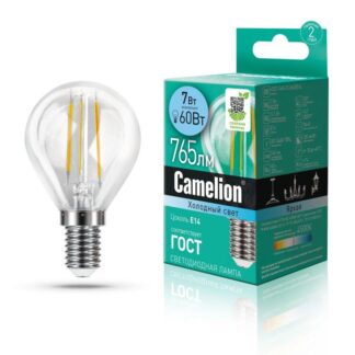 Лампа светодиодная филаментная LED7-G45-FL/845/E14 7Вт 220В Camelion 13458