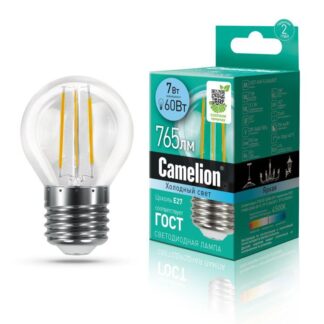 Лампа светодиодная филаментная LED7-G45-FL/845/E27 7Вт 220В Camelion 13459