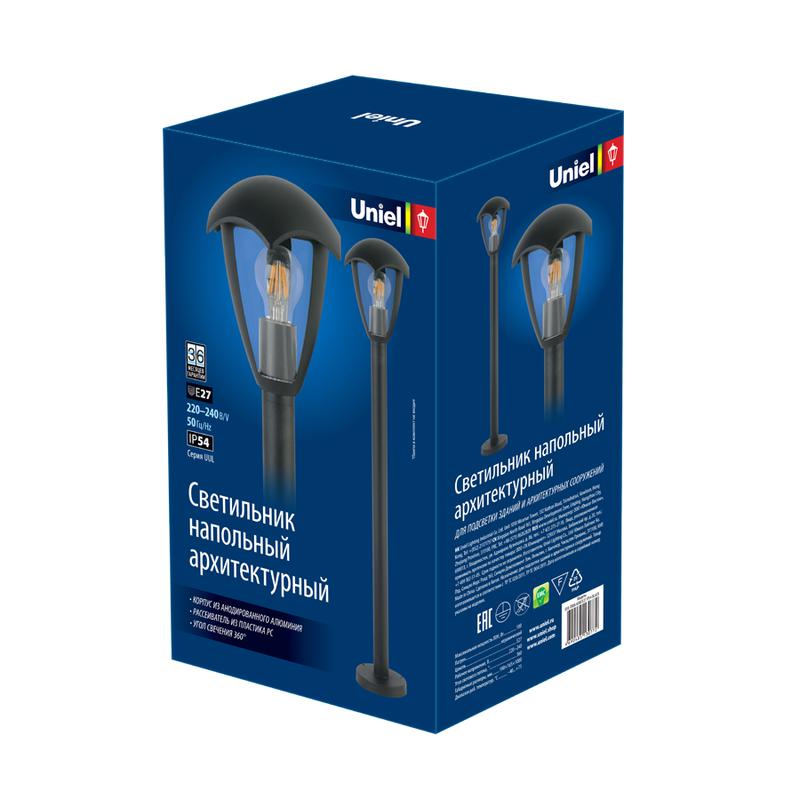Светильник светодиодный уличный UUL-T80A 60W/E27 IP54 BLACK под лампу Е27 архитектурный напольный корпус сер. Uniel U...