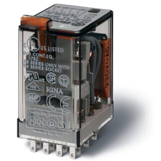 Реле миниатюрное универсальное электромеханич. монтаж в розетку 4CO 7А AgNi+Au 24В AC RTI опции: кнопка тест + мех.ин...