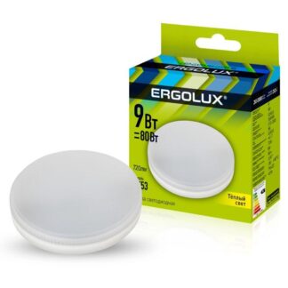 Лампа светодиодная LED-GX53-9W-GX53-3K 9Вт 3000К тепл. бел. GX53 180-240В Ergolux 13514