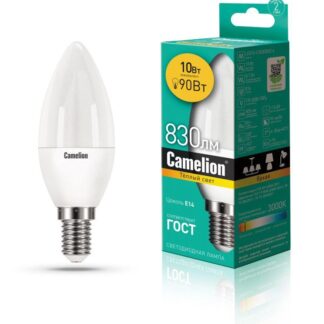 Лампа светодиодная LED10-C35/830/E14 10Вт 220В Camelion 13559