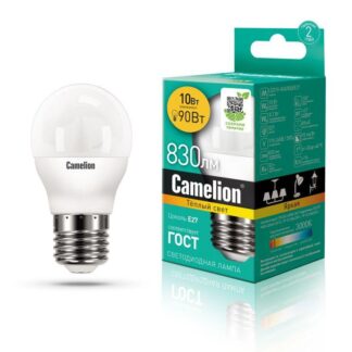 Лампа светодиодная LED10-G45/830/E27 10Вт 220В Camelion 13566