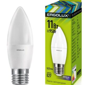 Лампа светодиодная LED-C35-11W-E27-6K 11Вт свеча 6500К холод. бел. E27 180-240В Ergolux 13623