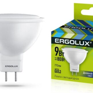 Лампа светодиодная LED-JCDR-9W-GU5.3-6K 9Вт JCDR рефлектор 6500К холод. бел. GU5.3 180-240В Ergolux 13626