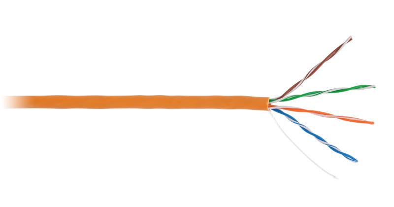 Кабель U/UTP кат.5E (класс D) 4 пары 100МГц ОЖ BC чистая медь внутр. LSZH нг(B)-HF оранж. (уп.305м) NETLAN EC-UU004-5...