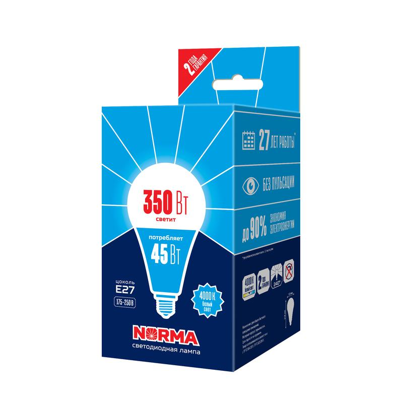 Лампа светодиодная LED-A120-45W/4000K/E27 /FR/NR Norma 45Вт матовая 4000К нейтр. бел. E27 (упак. картон) Volpe UL-000...