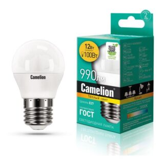 Лампа светодиодная LED12-G45/830/E27 12Вт 220В Camelion 13694