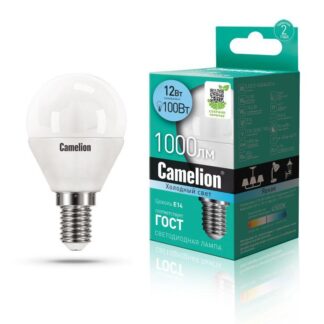 Лампа светодиодная LED12-G45/845/E14 12Вт 220В бел. Camelion 13695