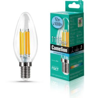 Лампа светодиодная филаментная LED12-C35-FL/845/E14 12Вт 220В Camelion 13709