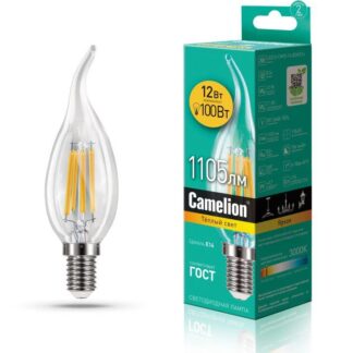 Лампа светодиодная филаментная LED12-CW35-FL/830/E14 12Вт 220В Camelion 13710