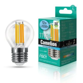 Лампа светодиодная филаментная LED12-G45-FL/845/E27 12Вт 220В Camelion 13715