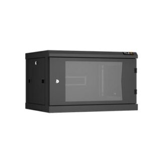 Шкаф настенный разборный 19дюйм 6U стекл. дверь Ш600хВ370хГ450мм 2 пары монтажных направляющих черн. TLK TWC-066045-R...