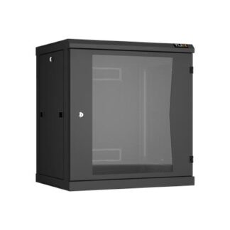 Шкаф настенный разборный 19дюйм 12U стекл. дверь Ш600хВ636хГ450мм 2 пары монтажных направляющих черн. TLK TWC-126045-...