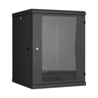 Шкаф настенный разборный 19дюйм 15U стекл. дверь Ш600хВ770хГ600мм 2 пары монтажных направляющих черн. TLK TWC-156060-...