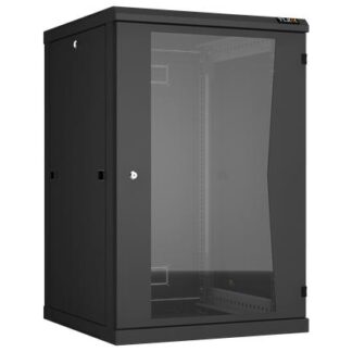 Шкаф настенный разборный 19дюйм 18U стекл. дверь Ш600хВ904хГ600мм 2 пары монтажных направляющих черн. TLK TWC-186060-...