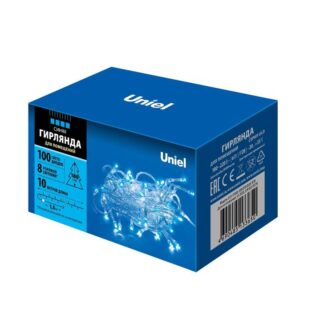 Гирлянда LED ULD-S1000-100/DTA BLUE IP20 10м 100 диодов син. свет провод прозр. Uniel UL-00007197