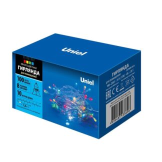 Гирлянда LED ULD-S1000-100/DTA MULTI IP20 10м. 100 диодов разноцвет. свет провод прозр. Uniel UL-00007199