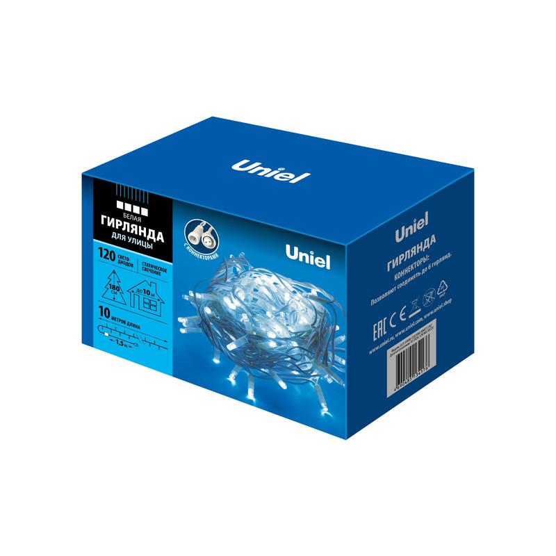 Гирлянда LED со статическим свечением ULD-S1000-120/SWK WHITE IP67 10м соедин. 120 диодов бел. свет провод бел. Uniel...