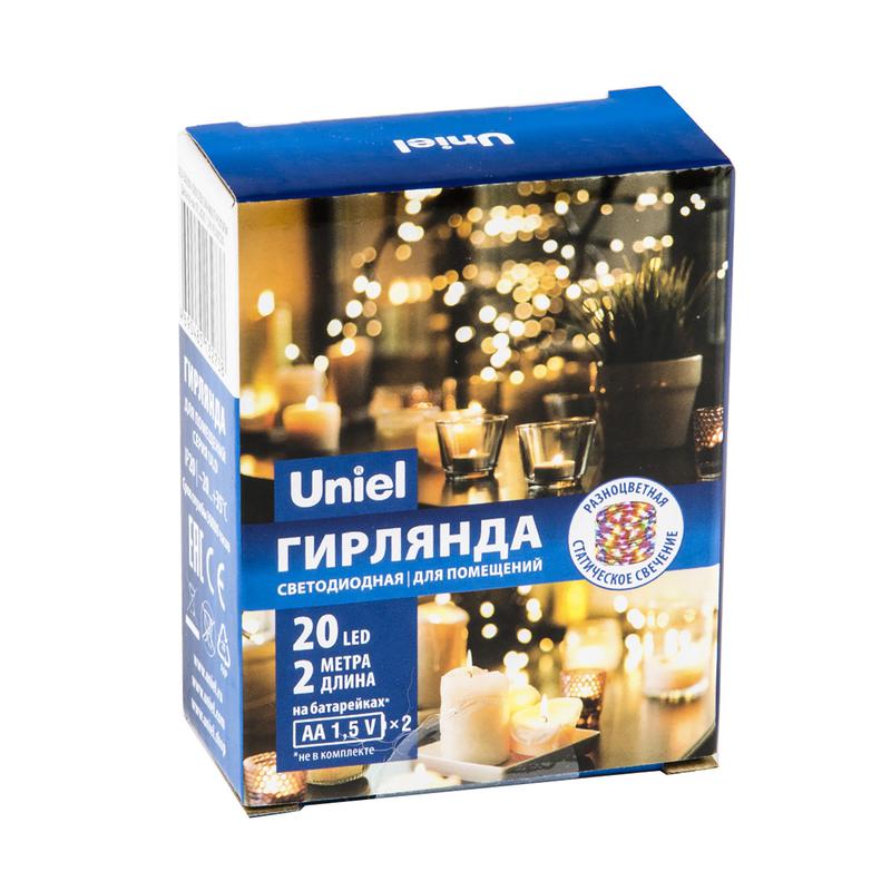 Гирлянда LED на батарейках ULD-S0200-020/SСB/2AA MULTI IP20 DEW 2AA (не в/к) "Роса" 2м 20 диодов разноцвет. провод ме...