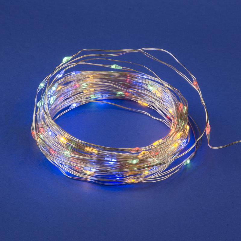 Гирлянда LED на батарейках ULD-S1000-100/SCB/3AA MULTI IP20 DEW 3AA (не в/к) "Роса" 10м 100 диодов разноцвет. провод ...