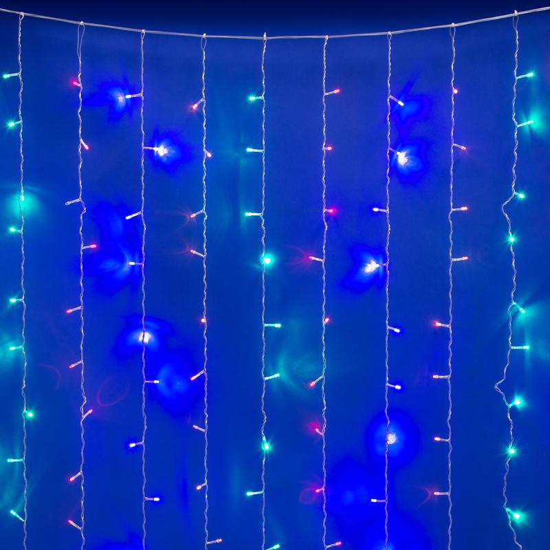 Занавес LED со статическим свечением ULD-C3020-240/STK MULTI IP44 3х2м соед. 240 диодов разноцвет. провод прозр. Unie...