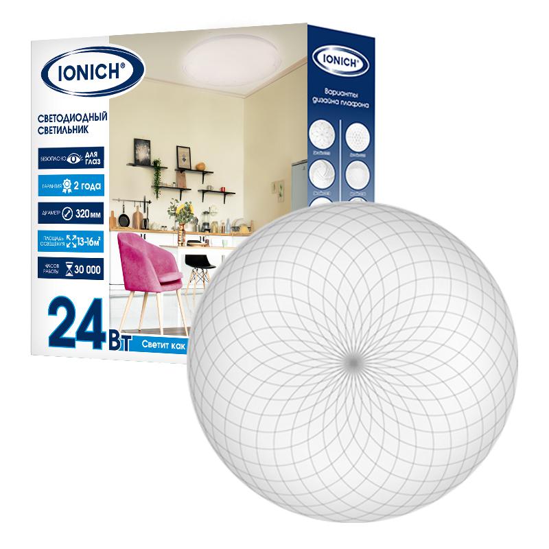 Светильник светодиодный 2217 эффект Звездное небо 24Вт 6500К IP20 1680лм d320х60мм бытовой настенно-потолочный IONICH...