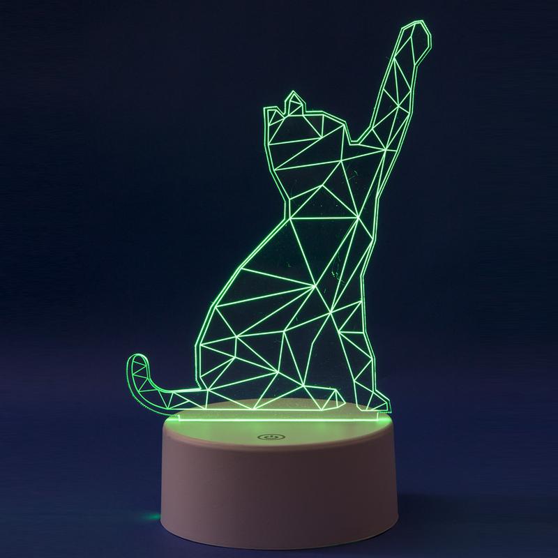 Светильник ULI-M501 RGB/3AAA CATTY/WHITE с эффектом 3D «Кошка» 3AAA (не в/к) 1 светодиод. RGB свет. USB кабель в/к Un...