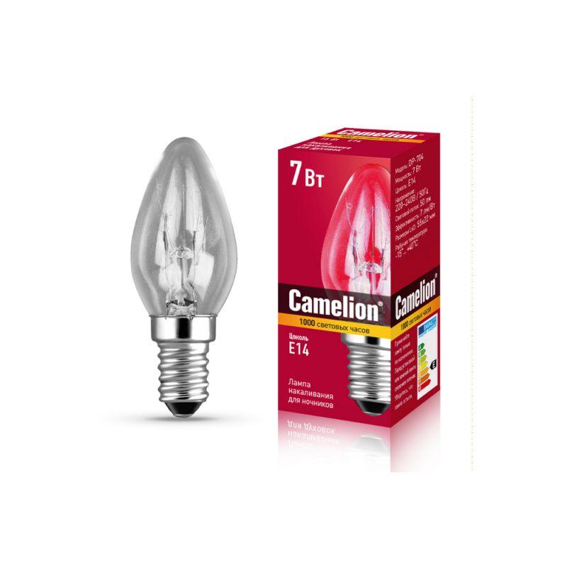 Лампа электрич. накаливания для ночников 7/P/CL/E14 220В 7Вт Е14 прозр. Camelion 13912