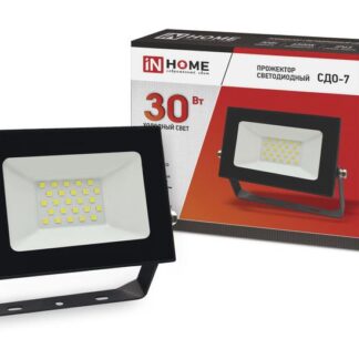 Прожектор светодиодный СДО-7 30Вт 6500К IP65 2700лм 230В черн. IN HOME 4690612034621