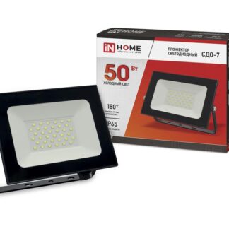 Прожектор светодиодный СДО-7 50Вт 6500К IP65 4500лм 230В черн. IN HOME 4690612034638