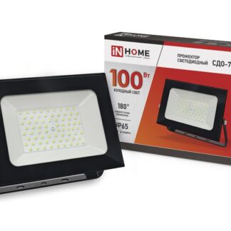 Прожектор светодиодный СДО-7 100Вт 6500К IP65 9000лм 230В черн. IN HOME 4690612034652