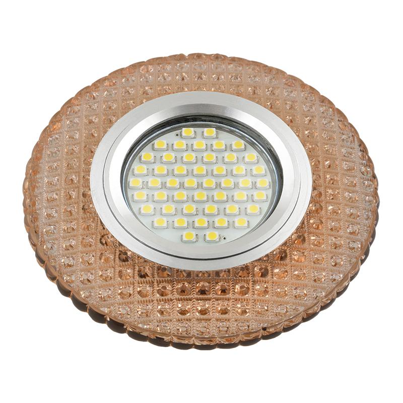 Светильник DLS-L135 GU5.3 GLASSY/LIGHT TEA GU5.3 встраив. доп. светодиод. подсветка 3Вт без лампы стекло Fametto UL-0...