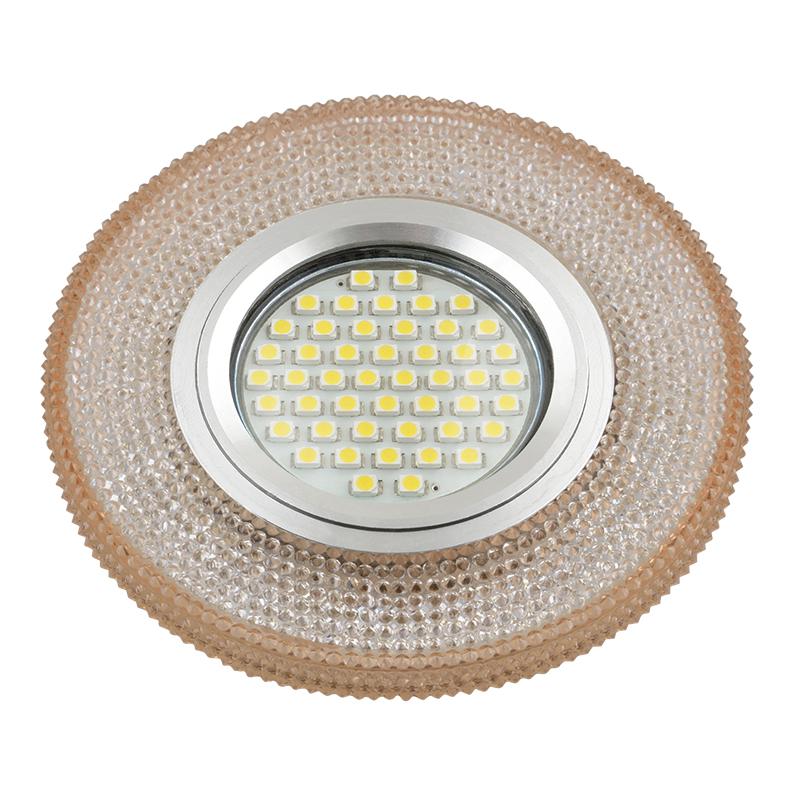 Светильник DLS-L142 GU5.3 GLASSY/LIGHT TEA GU5.3 встраив. доп. светодиод. подсветка 3Вт без лампы стекло Fametto UL-0...