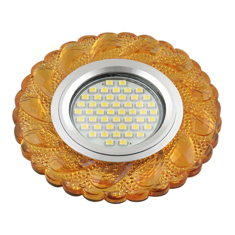 Светильник DLS-L147 GU5.3 GLASSY/GOLD GU5.3 встраив. доп. светодиод. подсветка 3Вт без лампы стекло Fametto UL-00003897